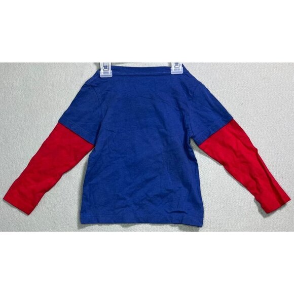 Superman Shirt Boys Blue/Red 3T Kids Tee Long Sleeve Shirt - Picture 5 of 7